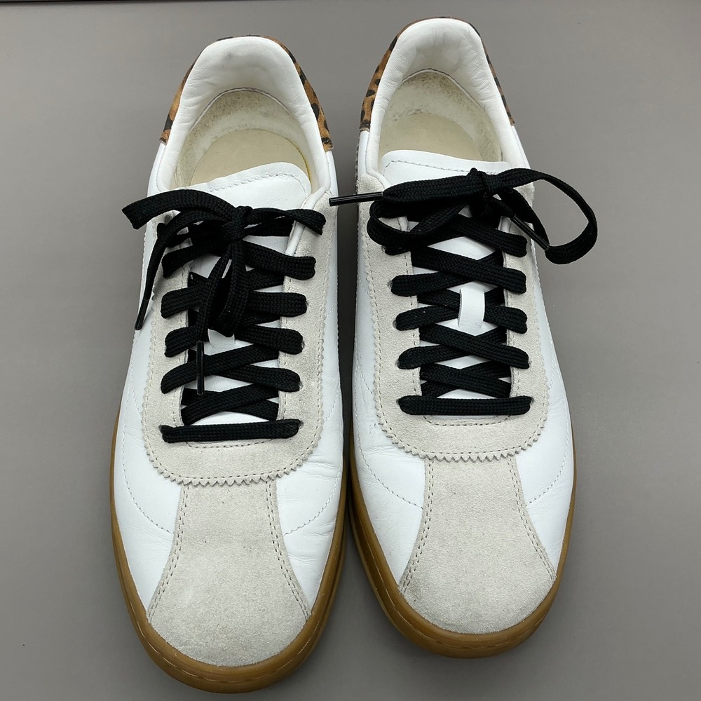 Cole Haan Women's Leather‎ Sneakers White Leopard Print Gum Sole Size 9.5B